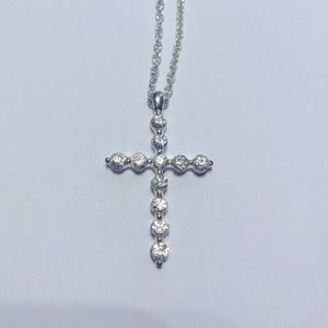 Silver crystal cross necklace